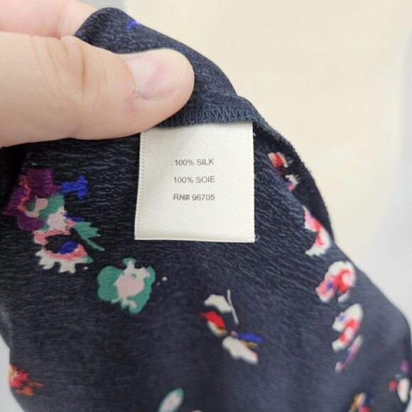 Rebecca Taylor Floral Silk Blouse Top Gray Women’s Size 8 Boho Hippie Preppy - Picture 7 of 11
